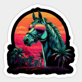 Retro Wave Mustang Horse Miami Sticker
